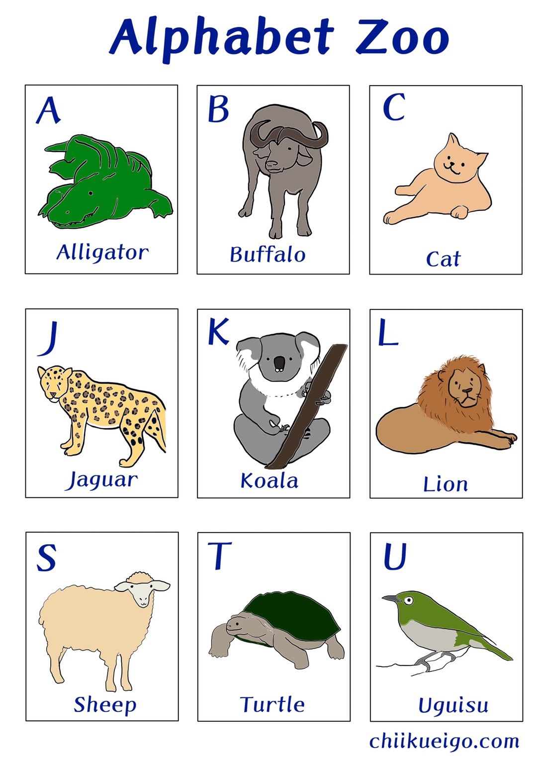 動物英語ポスター カードでアルファベットを学ぼう センス オブ ワンダー